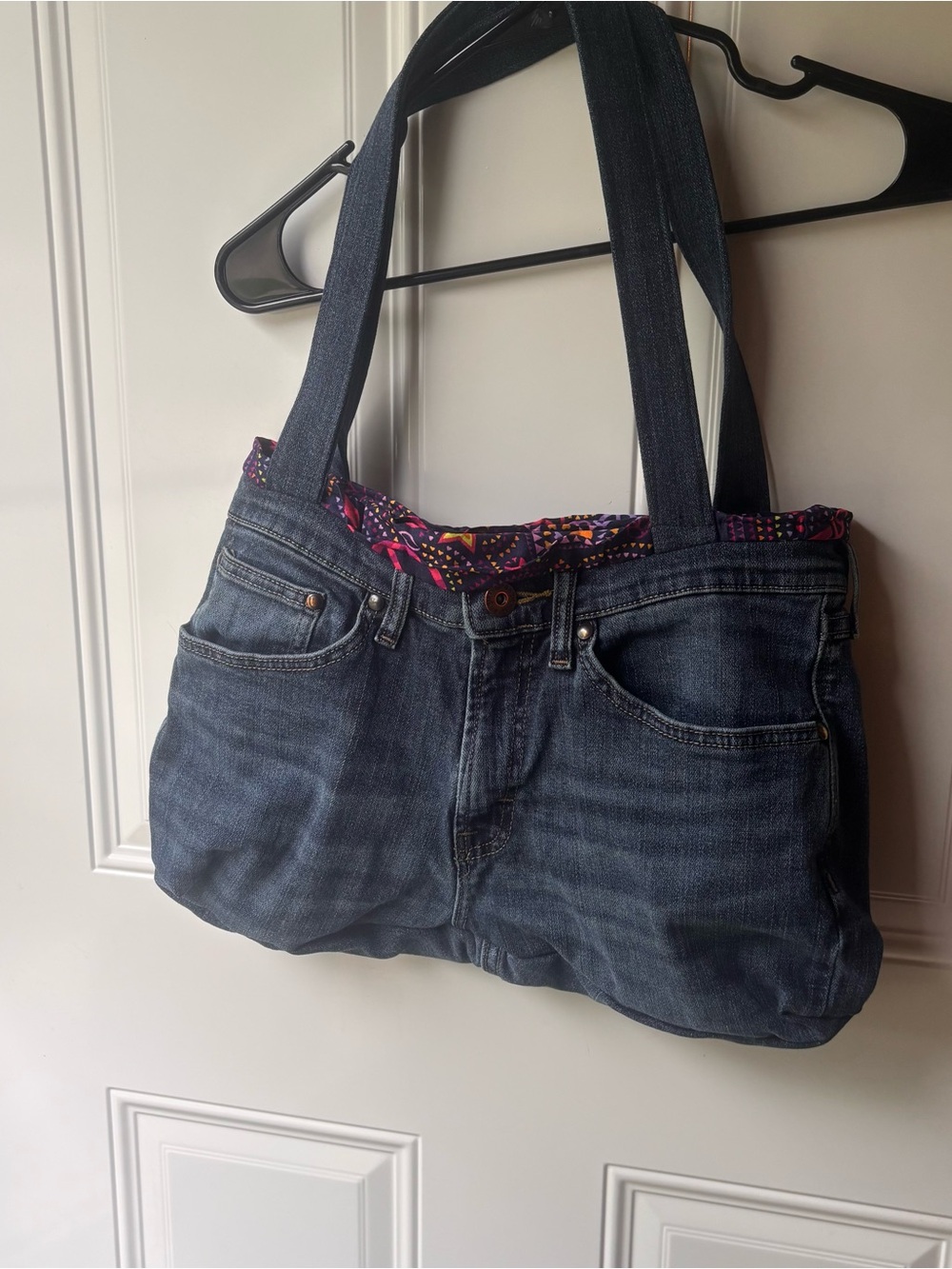 Handmade Y2K denim purse with fabric interior